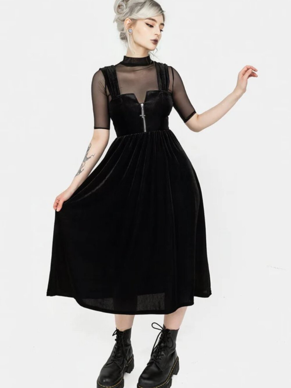 NWT Disturbia Heartless Zip Front Midi Dress - UK 16/US 12